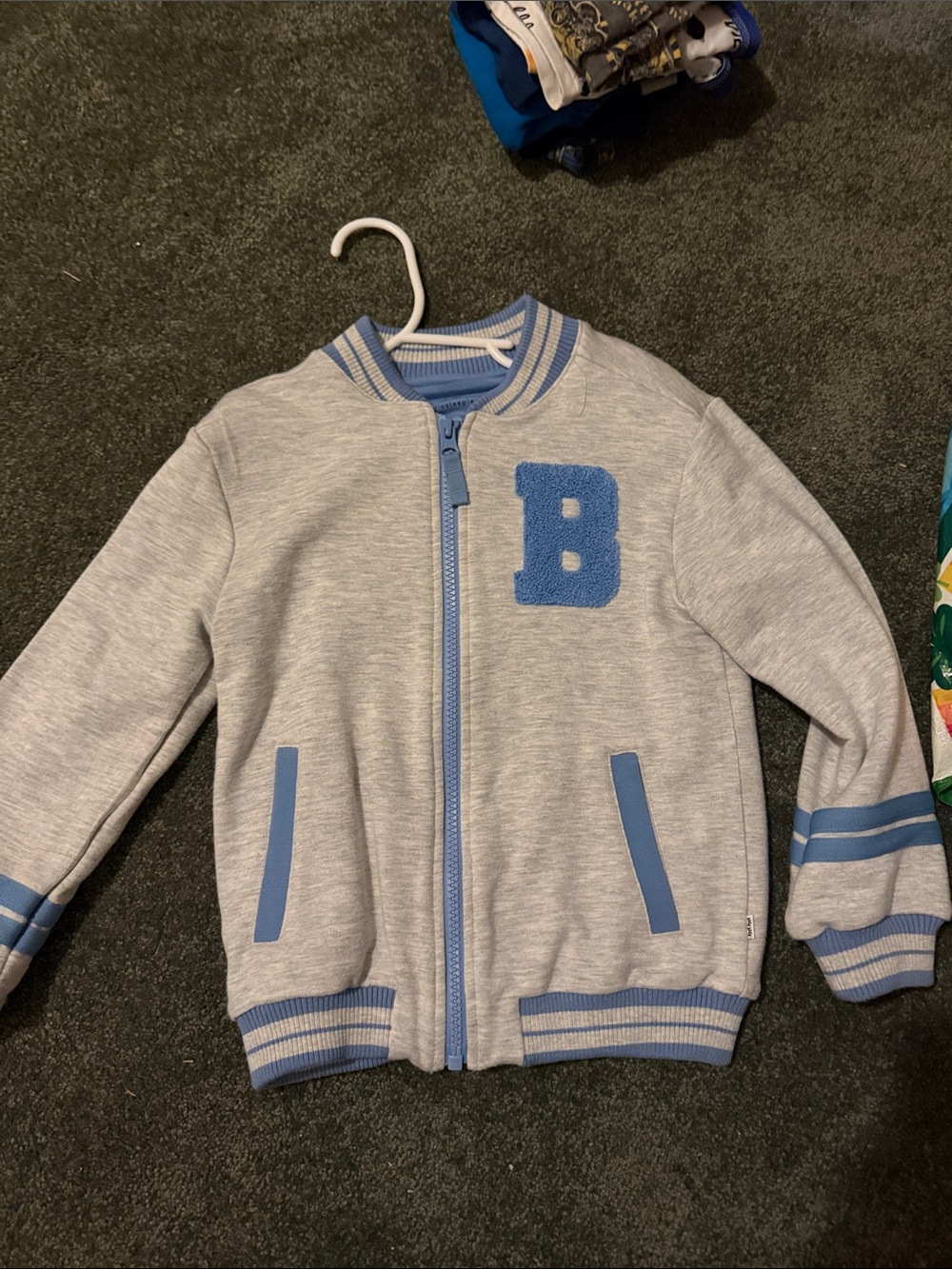 Kids Light Gray & Blue Letterman Jacket - Bluey